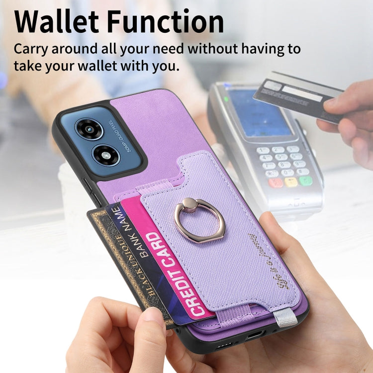 For Motorola Moto G Play 2024 4G Retro Magsafe Cross Leather Ring Holder Card Bag Phone Case