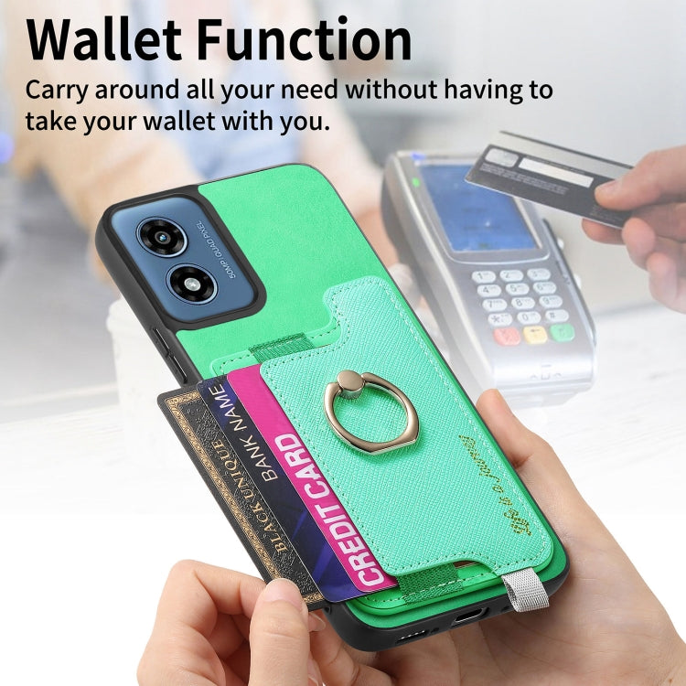 For Motorola Moto G Play 2024 4G Retro Magsafe Cross Leather Ring Holder Card Bag Phone Case