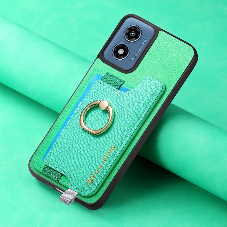For Motorola Moto G Play 2024 4G Retro Magsafe Cross Leather Ring Holder Card Bag Phone Case
