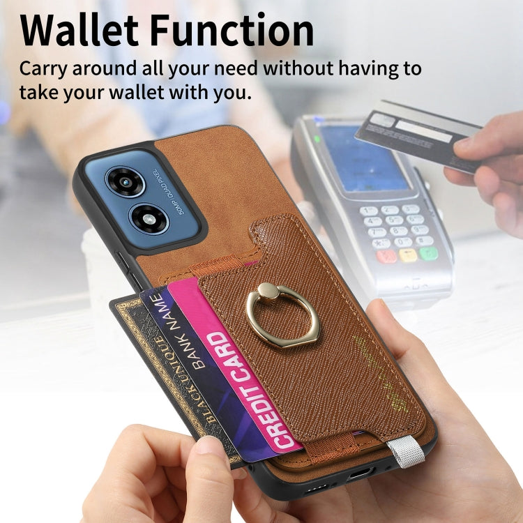 For Motorola Moto G Play 2024 4G Retro Magsafe Cross Leather Ring Holder Card Bag Phone Case
