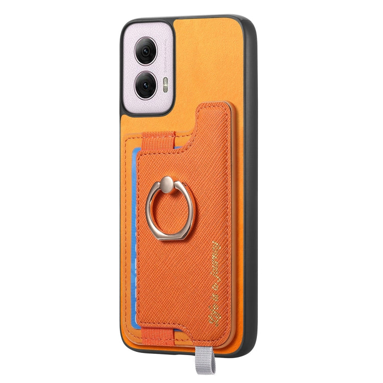 For Motorola Moto G Power 2024 5G Retro Magsafe Cross Leather Ring Holder Card Bag Phone Case