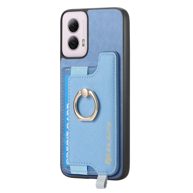 For Motorola Moto G Power 2024 5G Retro Magsafe Cross Leather Ring Holder Card Bag Phone Case