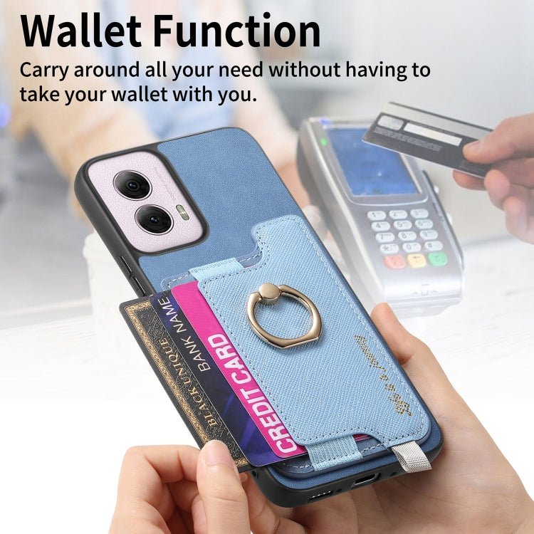 For Motorola Moto G Power 2024 5G Retro Magsafe Cross Leather Ring Holder Card Bag Phone Case