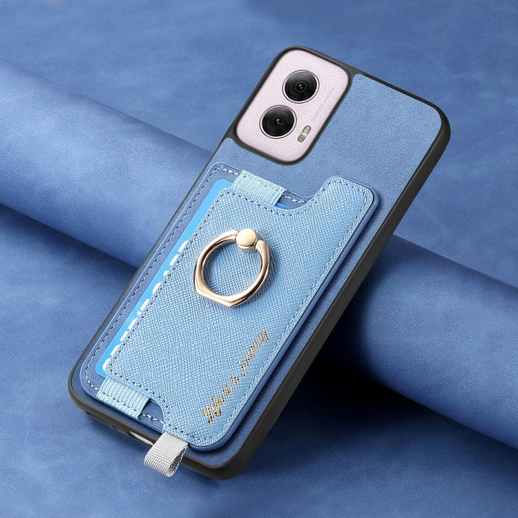 For Motorola Moto G Power 2024 5G Retro Magsafe Cross Leather Ring Holder Card Bag Phone Case