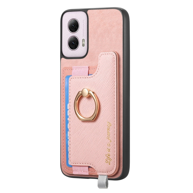 For Motorola Moto G Power 2024 5G Retro Magsafe Cross Leather Ring Holder Card Bag Phone Case