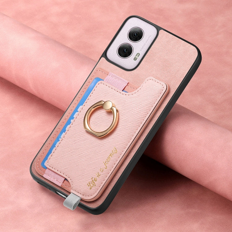 For Motorola Moto G Power 2024 5G Retro Magsafe Cross Leather Ring Holder Card Bag Phone Case