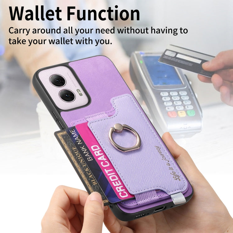 For Motorola Moto G Power 2024 5G Retro Magsafe Cross Leather Ring Holder Card Bag Phone Case