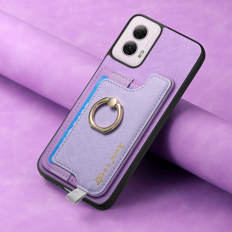 For Motorola Moto G Power 2024 5G Retro Magsafe Cross Leather Ring Holder Card Bag Phone Case
