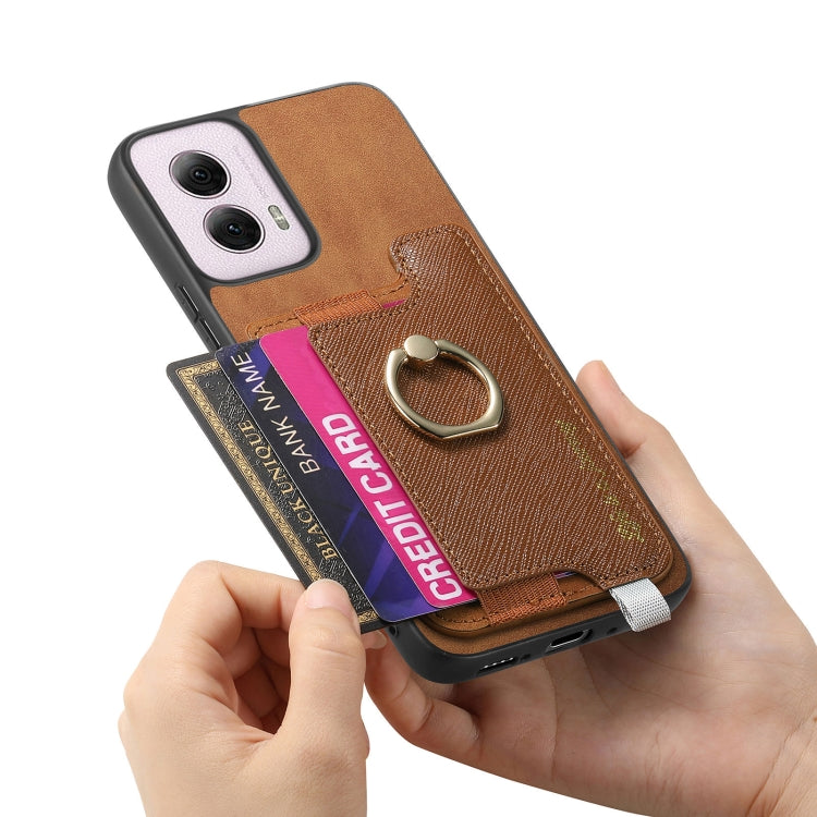 For Motorola Moto G Power 2024 5G Retro Magsafe Cross Leather Ring Holder Card Bag Phone Case