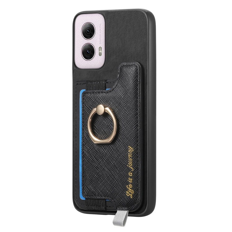 For Motorola Moto G Power 2024 5G Retro Magsafe Cross Leather Ring Holder Card Bag Phone Case