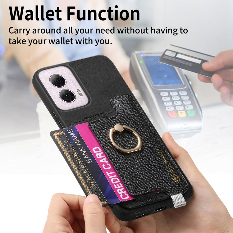 For Motorola Moto G Power 2024 5G Retro Magsafe Cross Leather Ring Holder Card Bag Phone Case