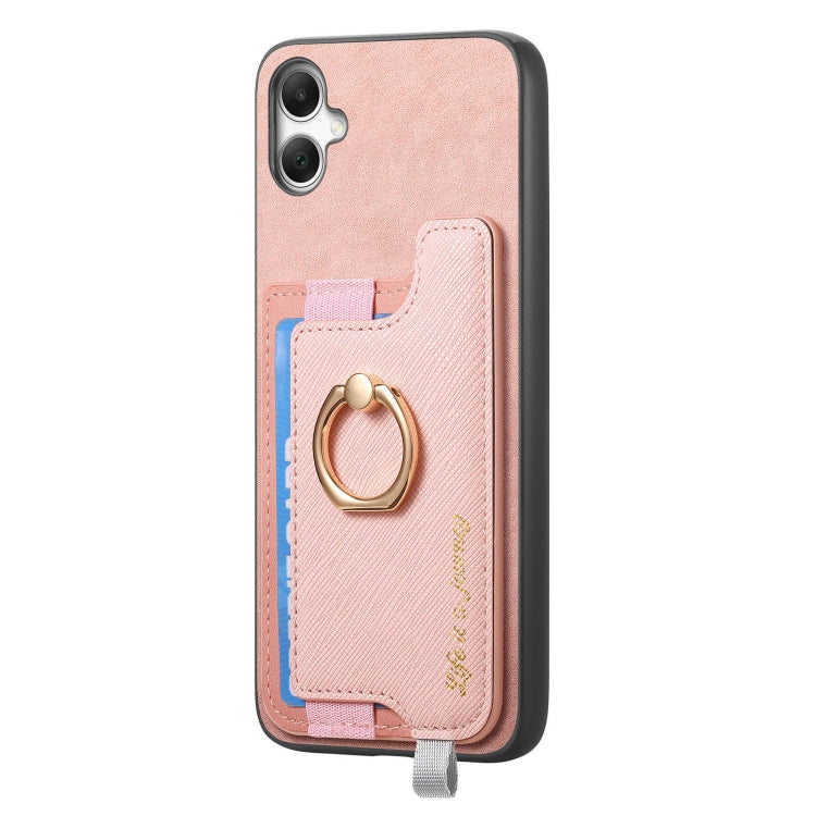 For Samsung Galaxy XCover 7 Retro Cross Leather Ring Horizontal Insert Card Bag MagSafe Phone Case