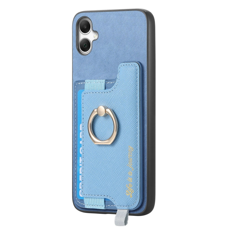For Samsung Galaxy XCover 7 Retro Cross Leather Ring Horizontal Insert Card Bag MagSafe Phone Case