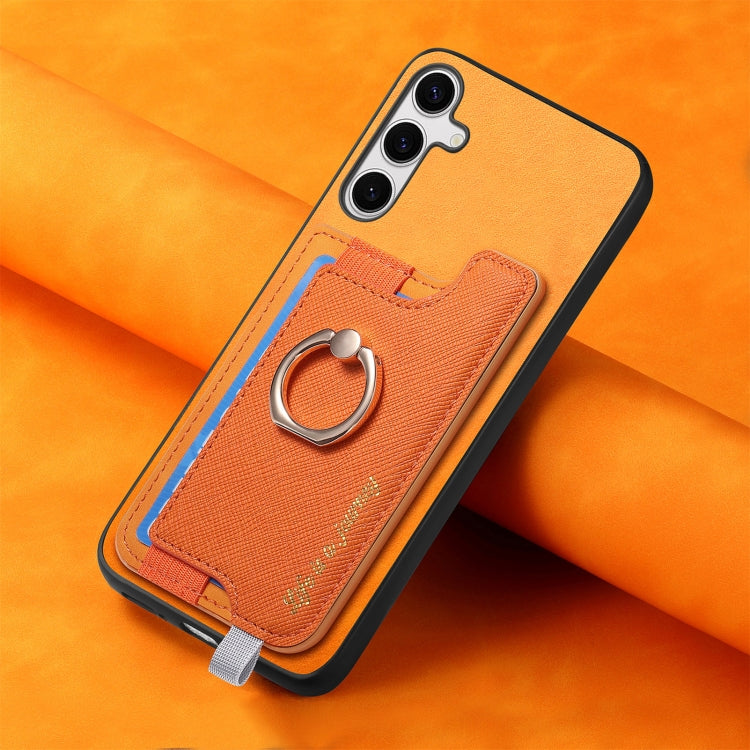 For Samsung Galaxy S24+ 5G Retro Cross Leather Ring Horizontal Insert Card Bag MagSafe Phone Case