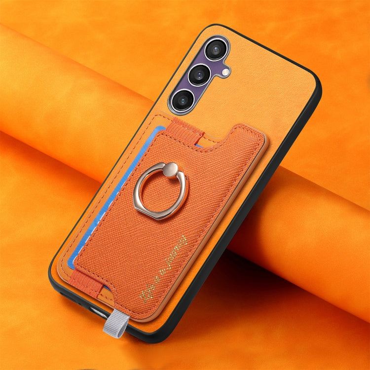 For Samsung Galaxy S23 FE 5G Retro Cross Leather Ring Horizontal Insert Card Bag MagSafe Phone Case