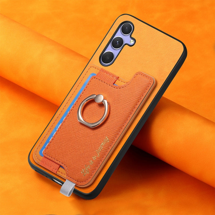 For Samsung Galaxy A54 5G Retro Cross Leather Ring Horizontal Insert Card Bag MagSafe Phone Case