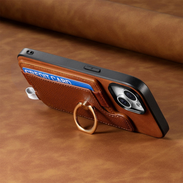 For Samsung Galaxy S23 5G Retro Cross Leather Ring Horizontal Insert Card Bag MagSafe Phone Case