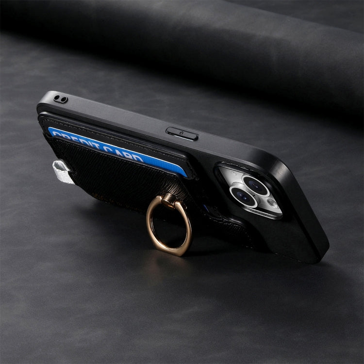 For Samsung Galaxy A14 Retro Cross Leather Ring Horizontal Insert Card Bag MagSafe Phone Case