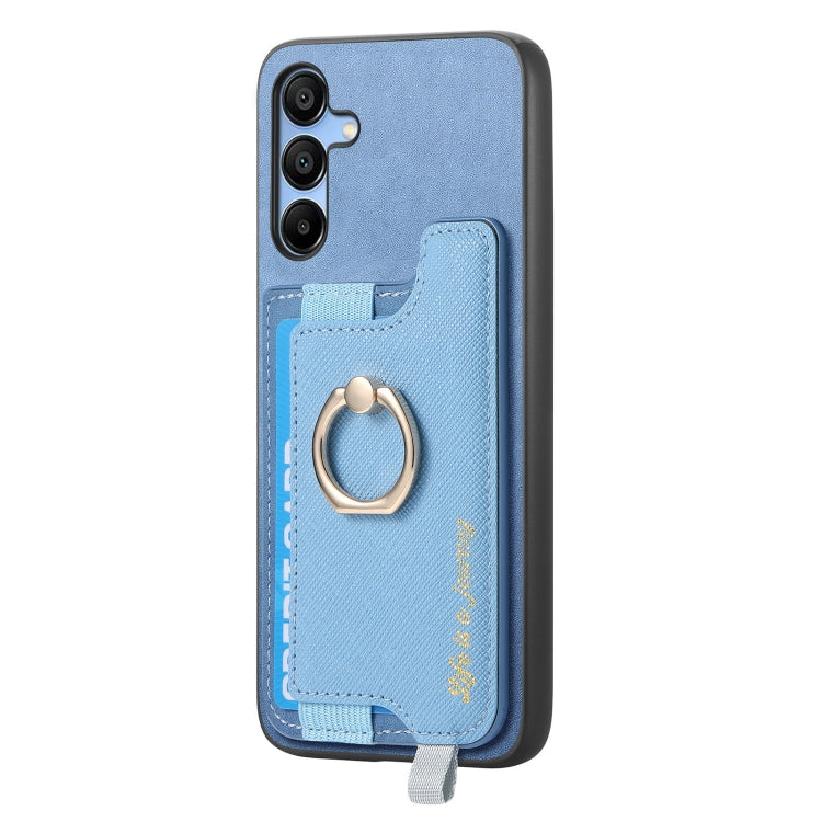 For Samsung Galaxy M14 5G Retro Cross Leather Ring Horizontal Insert Card Bag MagSafe Phone Case