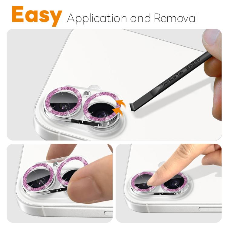 For iPhone 17 NORTHJO Camera Lens Protector Glitter Ring 3D Tempered Glass Film