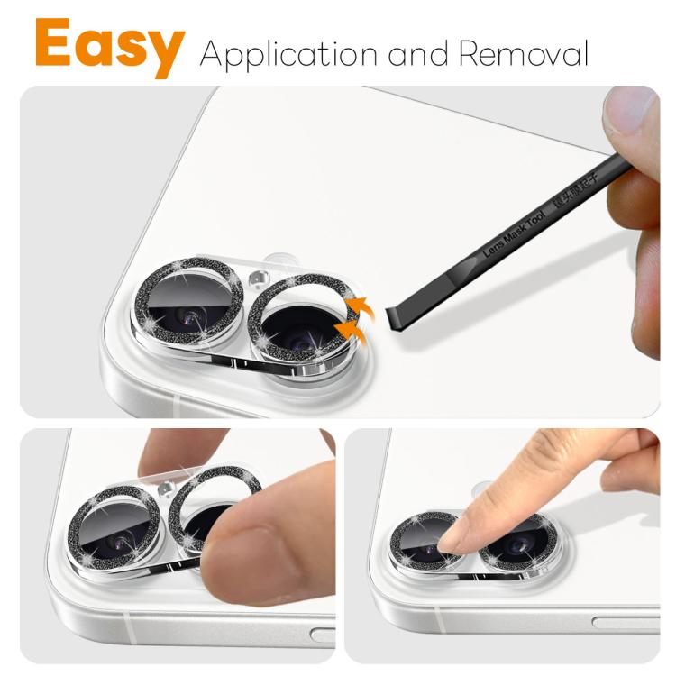 For iPhone 17 NORTHJO Camera Lens Protector Glitter Ring 3D Tempered Glass Film