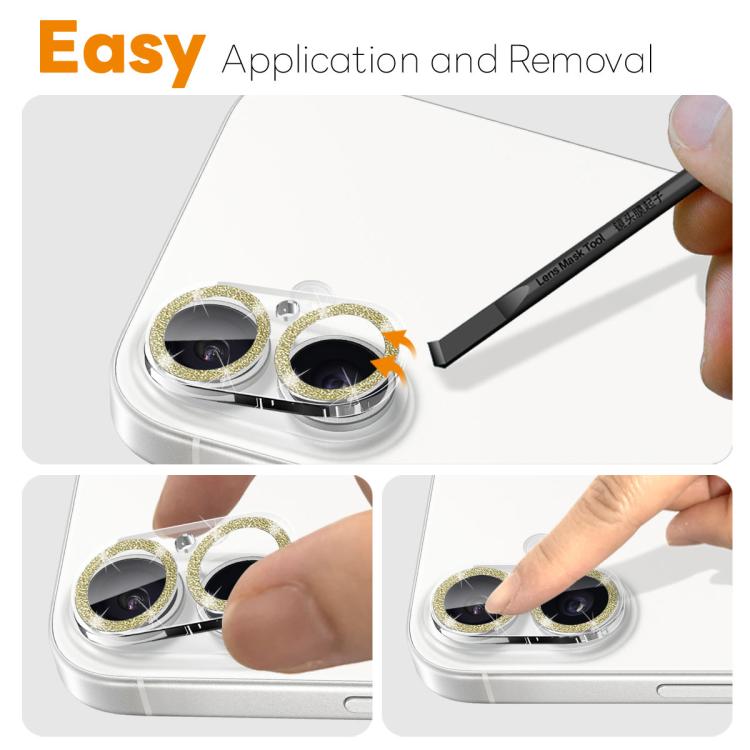 For iPhone 17 NORTHJO Camera Lens Protector Glitter Ring 3D Tempered Glass Film