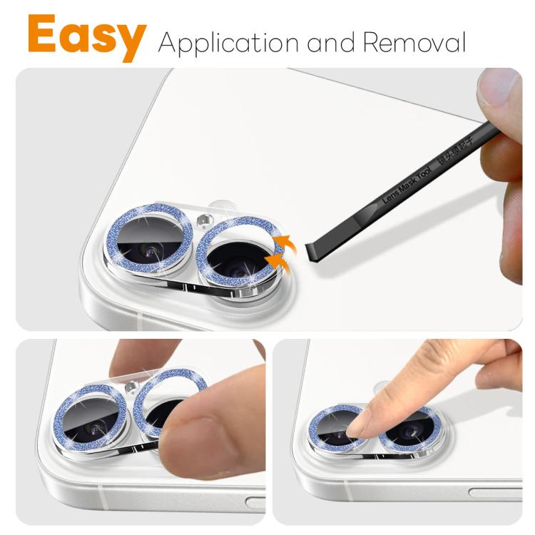 For iPhone 17 NORTHJO Camera Lens Protector Glitter Ring 3D Tempered Glass Film