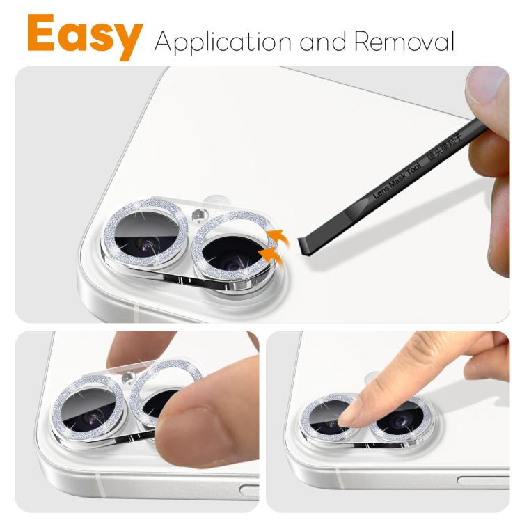 For iPhone 17 NORTHJO Camera Lens Protector Glitter Ring 3D Tempered Glass Film