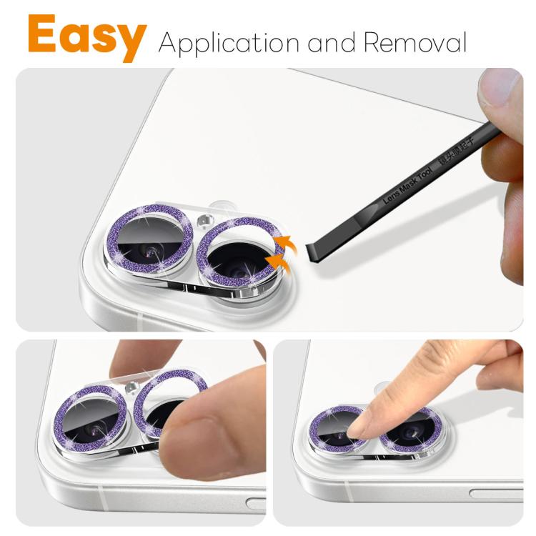 For iPhone 17 NORTHJO Camera Lens Protector Glitter Ring 3D Tempered Glass Film