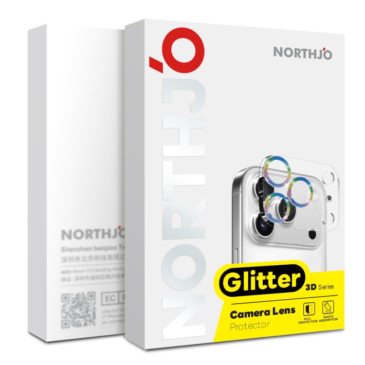 For iPhone 17 NORTHJO Camera Lens Protector Glitter Ring 3D Tempered Glass Film