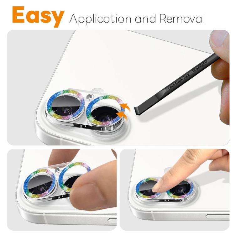 For iPhone 17 NORTHJO Camera Lens Protector Glitter Ring 3D Tempered Glass Film