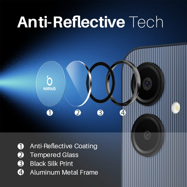 For Samsung Galaxy A06 4G NORTHJO Camera Lens Protector CD Metal Ring Tempered Glass Film