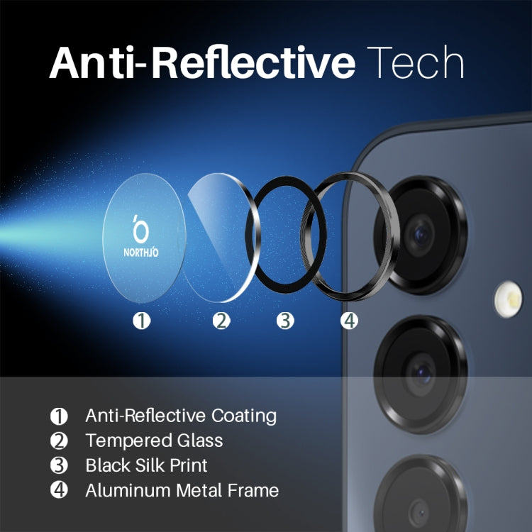 For Samsung Galaxy A16 5G NORTHJO Camera Lens Protector CD Metal Ring Tempered Glass Film