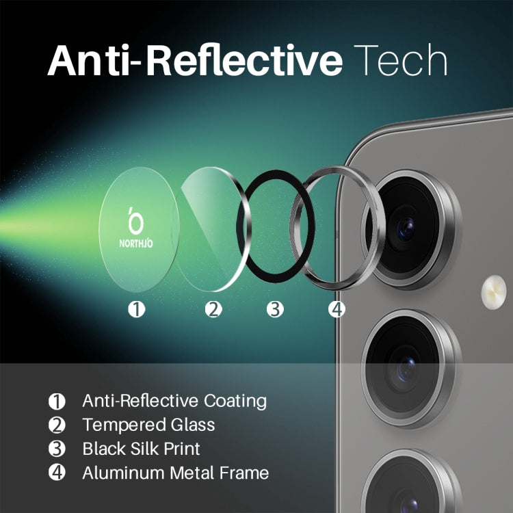 For Samsung Galaxy S24 FE 5G NORTHJO Camera Lens Protector CD Metal Ring Tempered Glass Film