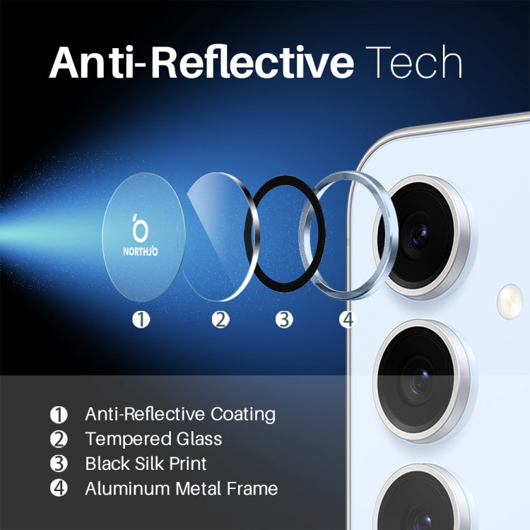 For Samsung Galaxy S24 FE 5G NORTHJO Camera Lens Protector CD Metal Ring Tempered Glass Film