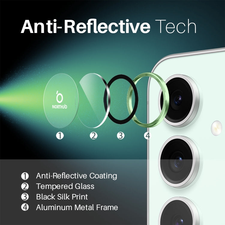 For Samsung Galaxy S24 FE 5G NORTHJO Camera Lens Protector CD Metal Ring Tempered Glass Film