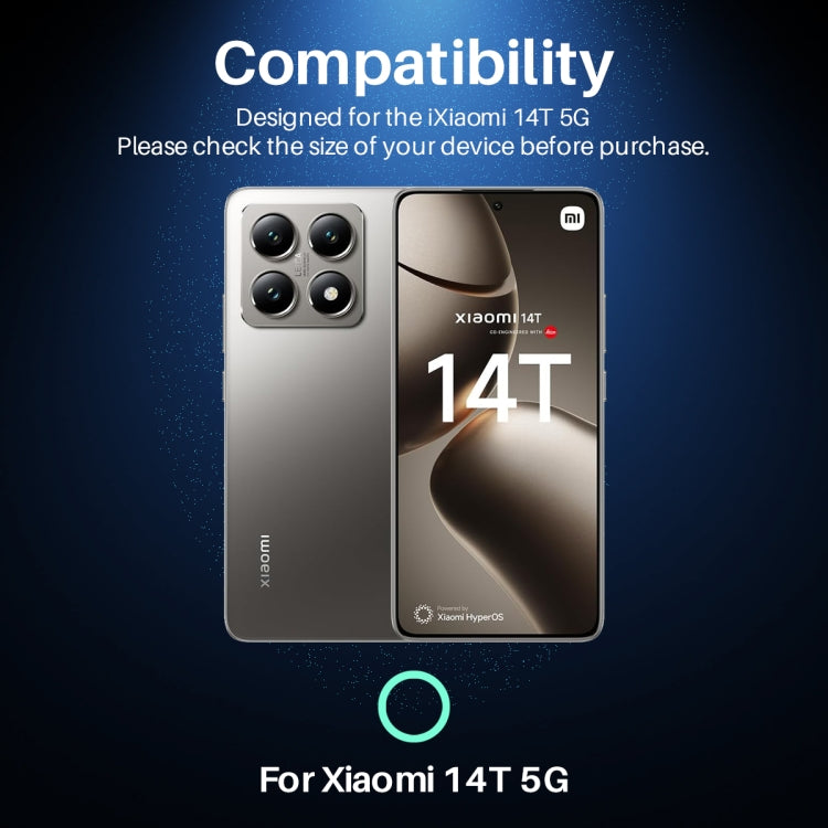 For Xiaomi 14T 5G NORTHJO Camera Lens Protector CD Metal Ring Tempered Glass Film