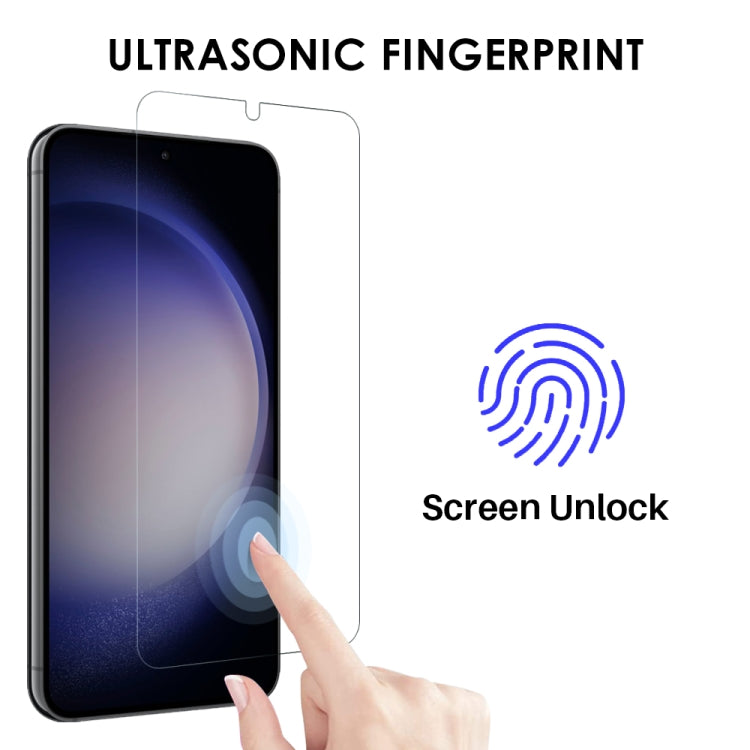 For Samsung Galaxy S23 5G NORTHJO TPU Case with Screen and Lens Film, Support Fingerprint Unlock - Transparent