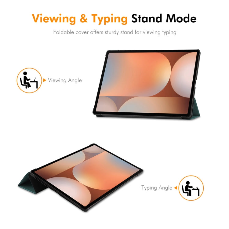 For Samsung Galaxy Tab S10+ / S9+ / S9 FE+ ENKAY Tri-fold Custer Texture Plastic Leather Smart Tablet Case with Pen Slot