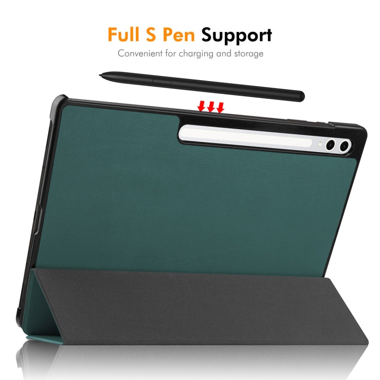 For Samsung Galaxy Tab S10+ / S9+ / S9 FE+ ENKAY Tri-fold Custer Texture Plastic Leather Smart Tablet Case with Pen Slot