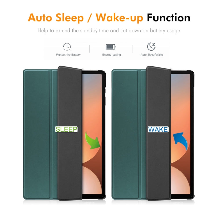 For Samsung Galaxy Tab S10 Ultra / S9 Ultra ENKAY Tri-fold Custer Texture Plastic Leather Smart Tablet Case with Pen Slot