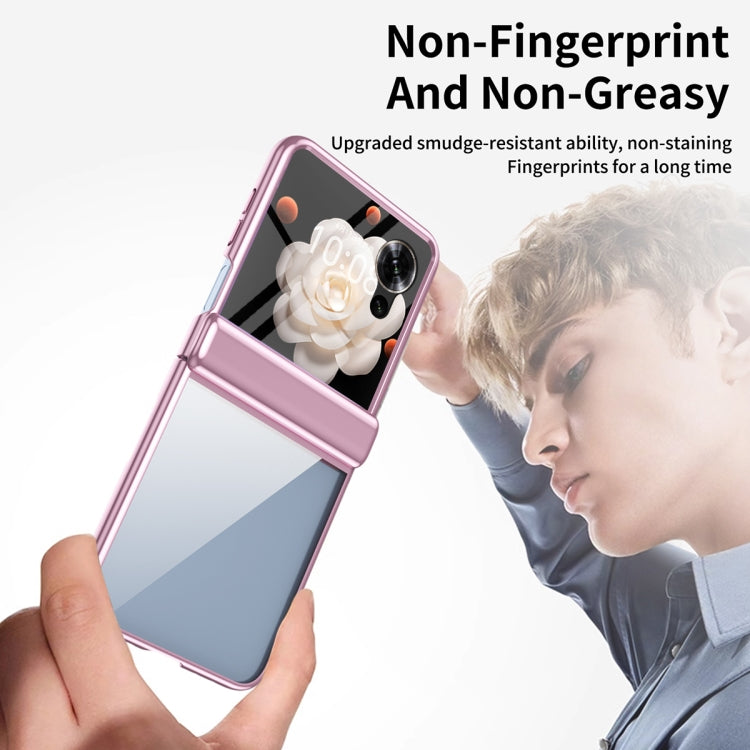 For Honor Magic V Flip Plating Transparent Folding Hinged Phone Case