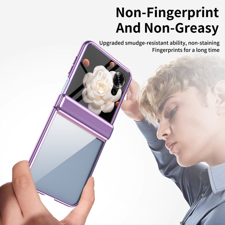 For Honor Magic V Flip Plating Transparent Folding Hinged Phone Case