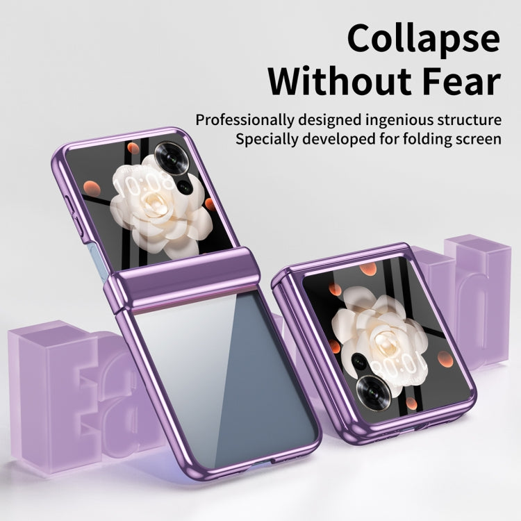 For Honor Magic V Flip Plating Transparent Folding Hinged Phone Case