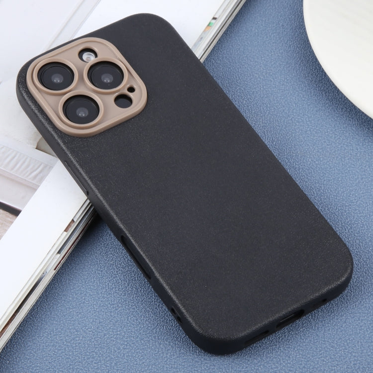 For iPhone 16 Pro Plain Imitation Leather Back Cover Phone Case