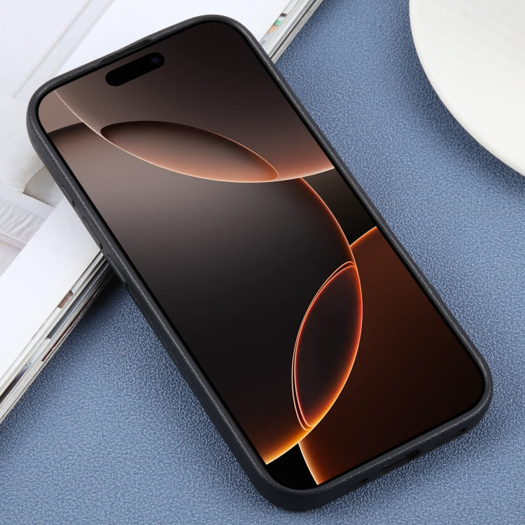 For iPhone 16 Pro Plain Imitation Leather Back Cover Phone Case