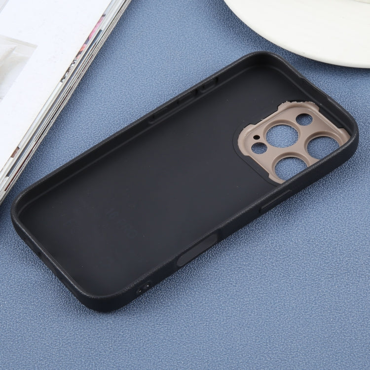 For iPhone 16 Pro Plain Imitation Leather Back Cover Phone Case