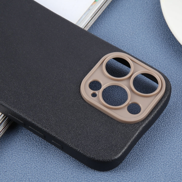 For iPhone 16 Pro Plain Imitation Leather Back Cover Phone Case