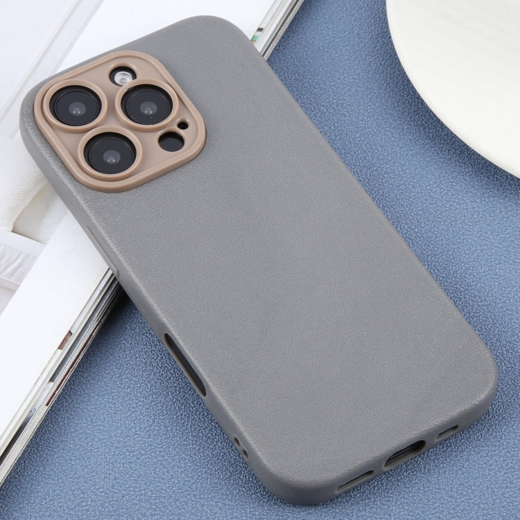For iPhone 16 Pro Plain Imitation Leather Back Cover Phone Case