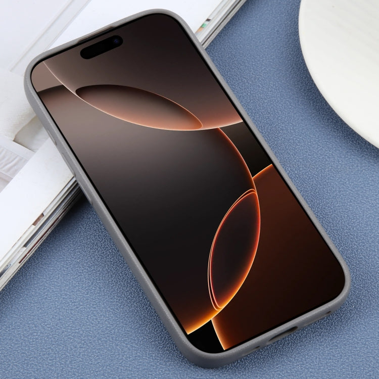 For iPhone 16 Pro Plain Imitation Leather Back Cover Phone Case